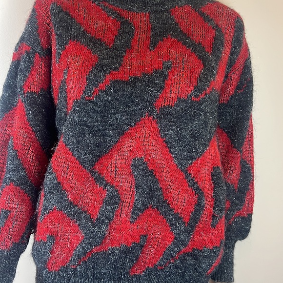 Vintage Courreges red and grey mock neck sweater - Picture 2 of 5